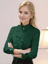 1pc White Shirt For Women, Design Details, Petite Collar, Slim Fit, Long Sleeve Chiffon Blouse, Professional Wear, Spring/Autumn